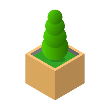 Saksı bitkisi simgesi beyaz arkaplanda izole edildi 