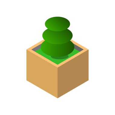 Saksı bitkisi simgesi beyaz arkaplanda izole edildi 