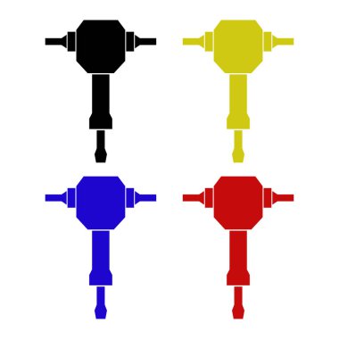 Beyaz illüstrasyonda matkap vektör simgeleri izole edildi