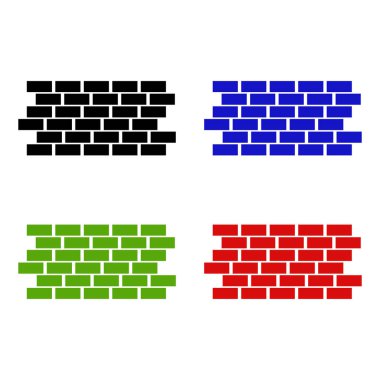 Beyaz arkaplanda tuğla duvar simgeleri, vektör 