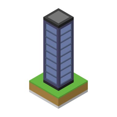 Beyaz arkaplanda vektör izometrik binası