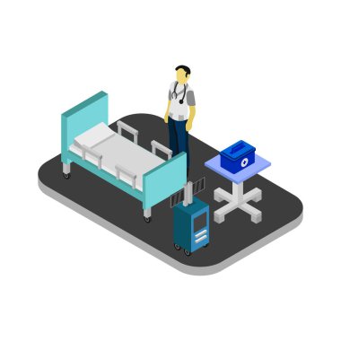 Hastane odasının izometrik çizimi