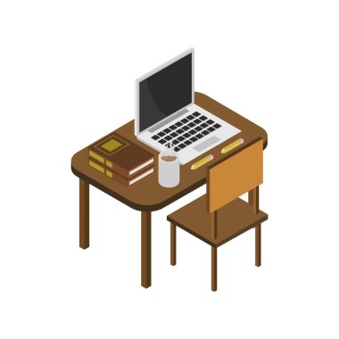 çevrimiçi çalışma 3d çizim vektörü illüstrasyonu