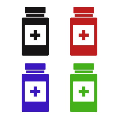 Tıbbi şişe ikonları. vektör illüstrasyonu 