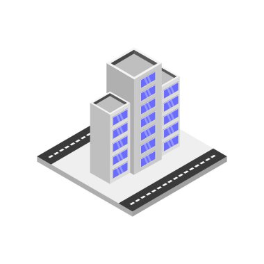 Apartman binalarının biçimlendirilmiş simgesi, vektör illüstrasyonu