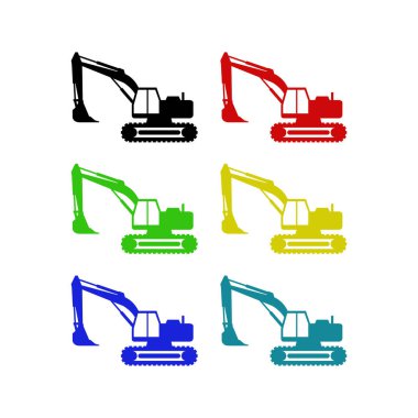 Kazıcı. Büyük, modern bir kazıcının silueti. Yan görünüm