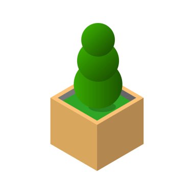 Saksı bitkisi simgesi beyaz arkaplanda izole edildi 