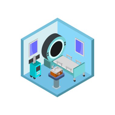 Hastane odasının izometrik çizimi