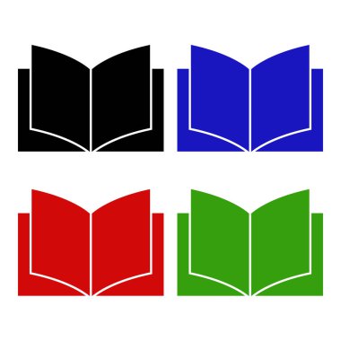Renkli kitap simgesi seti, vektör illüstrasyonu 