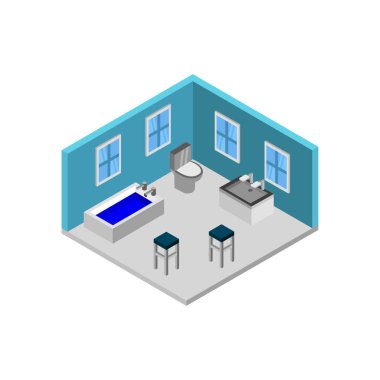 vektör izometrik banyo içi.