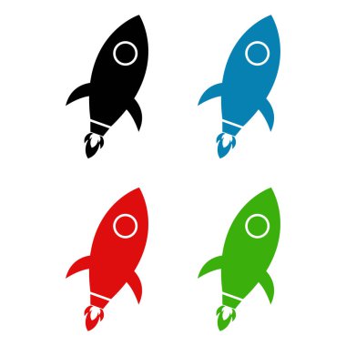 Moda biçimi izole edilmiş arka planda bir dizi roket simgesi