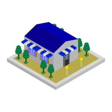 dükkan inşa simgesi, izometrik biçim