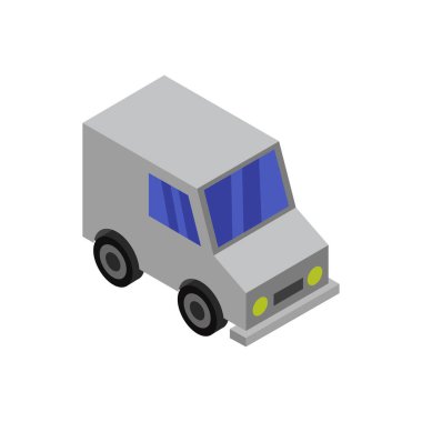 Teslimat kamyonunun izometrik simgesi, vektör illüstrasyonu