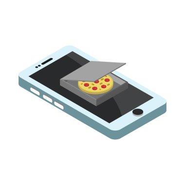 Akıllı telefon izometrik biçim simgesi beyaz arkaplanda izole edildi 