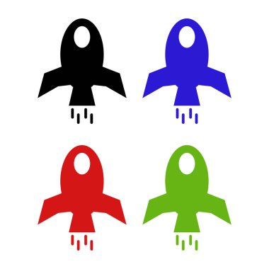 Moda biçimi izole edilmiş arka planda bir dizi roket simgesi