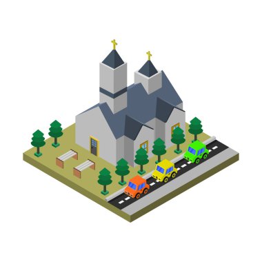 Vektör kilisesi, kilise simgesi tasarım illüstrasyonu         