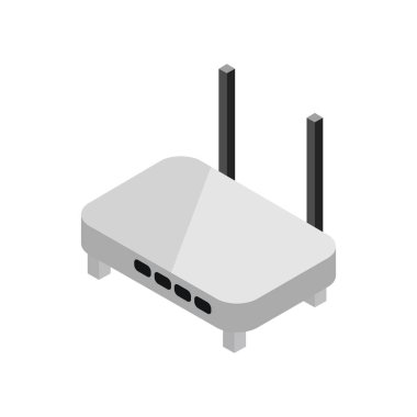 router izometrik simgesi beyaz arkaplanda izole edildi
