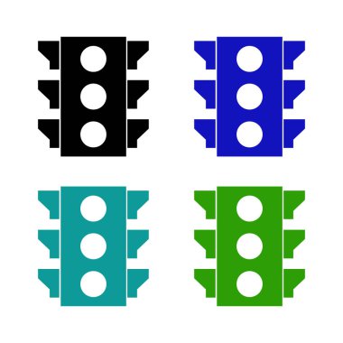 Beyaz arkaplanda izole edilmiş trafik ışığı simgeleri.                  