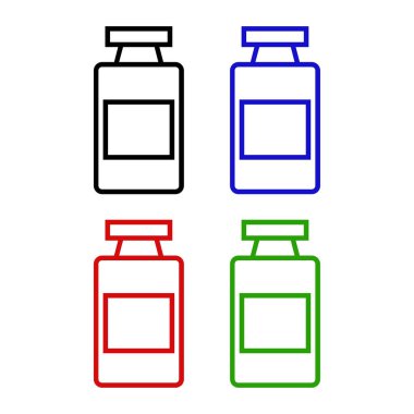 Renkli şurup şişeleri.