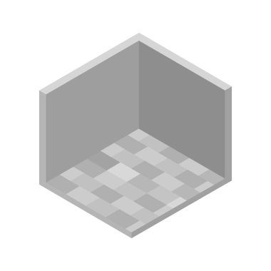 izometrik oda tasarımı, düz vektör çizimi