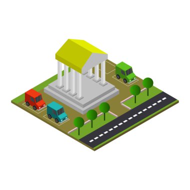 Şehrin izometrik vektör çizimi