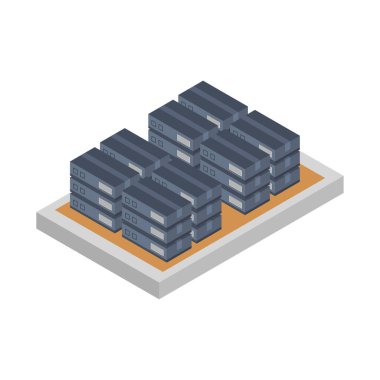 İzometrik 3 boyutlu vektör ikonu dizaynı oluşturuluyor. bina, bina, inşaat, ofis, bina, bina, bina simgesi
