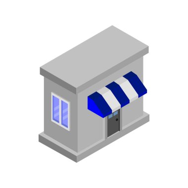 dükkan simgesi, izometrik biçim.