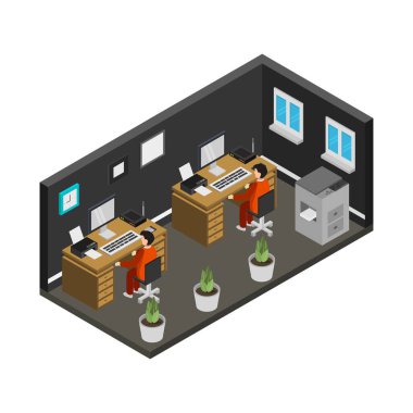 Ofis odasının içerisi izometrik