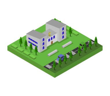 izometrik ev ikonu vektör tasarımı