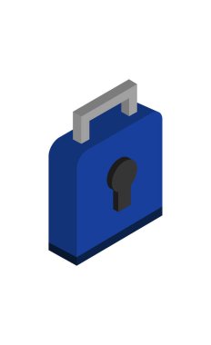 asma kilit simgesi, izometrik 3 boyutlu vektör çizimi