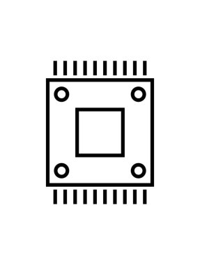 mikroçip vektörü ince çizgi simgesi
