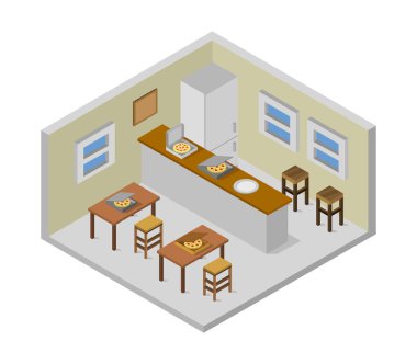 Modern bir evin izometrik iç yapısı