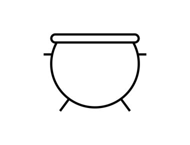 Beyaz zemin üzerinde kaynayan sihirli iksir ikonu ile cadılar kara kazan