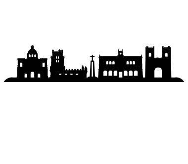 Beyaz arkaplandaki binaların vektör silueti