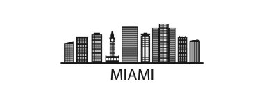 Miami City siluet vektör tasarımı çizimi.