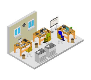 Bilgisayarlı iç ofis odası