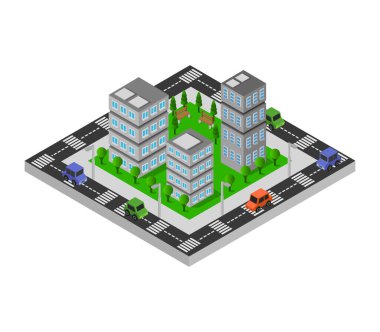 İzometrik şehir, vektör çizim
