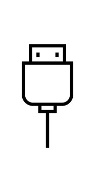 Eklenti USB kablo simgesi beyaza izole edildi 