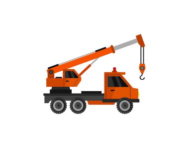 Beyaz arkaplanda karikatür tarzında bir vinç simgesi var. inşaat sembolü stok vektör illüstrasyonu.