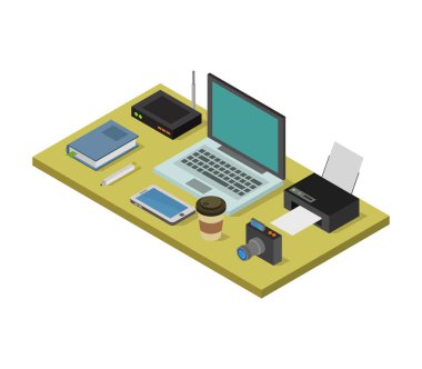 Isometrik Ofis işyeri Simge Seti