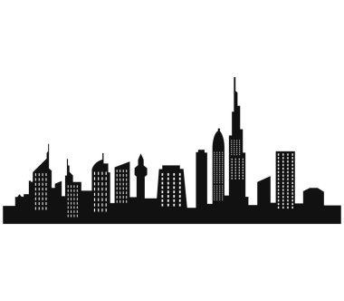 Şehrin siluet vektör çizimi. binaların siyah silueti.