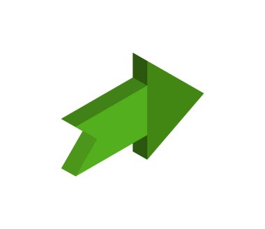 Ok işareti. Yeşil simge. Ok sembolü. düz biçim.