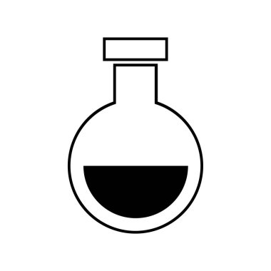Mataradaki ikon vektör çizimi. Laboratuvar şişesi ve matara sembolü.