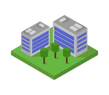 izometrik ofis binası simgesi