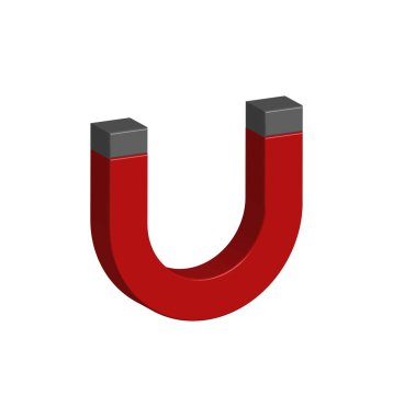 Beyaz arkaplanda 3 boyutlu mıknatıs