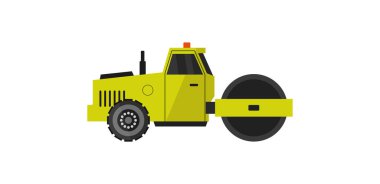 İzole edilmiş arka planda siyah traktörlü sarı bir traktörün vektör çizimi