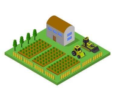 İzometrik çiftlik alanı. vektör illüstrasyonu.