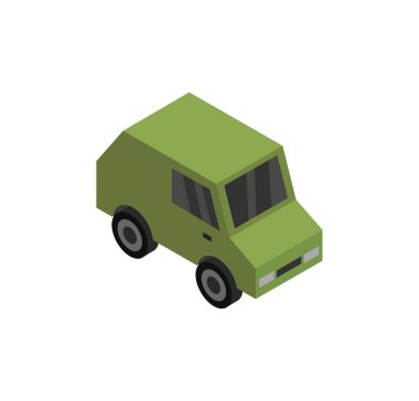 Yeşil araba ikonu. Web için yeşil araba vektör simgesinin karikatür çizimi