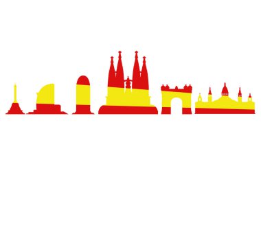 Barselona İspanya kırmızı ve sarı renklerle gökyüzü