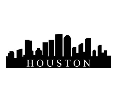 Houston City silueti. Basit vektör simgesi. Houston Şehri.